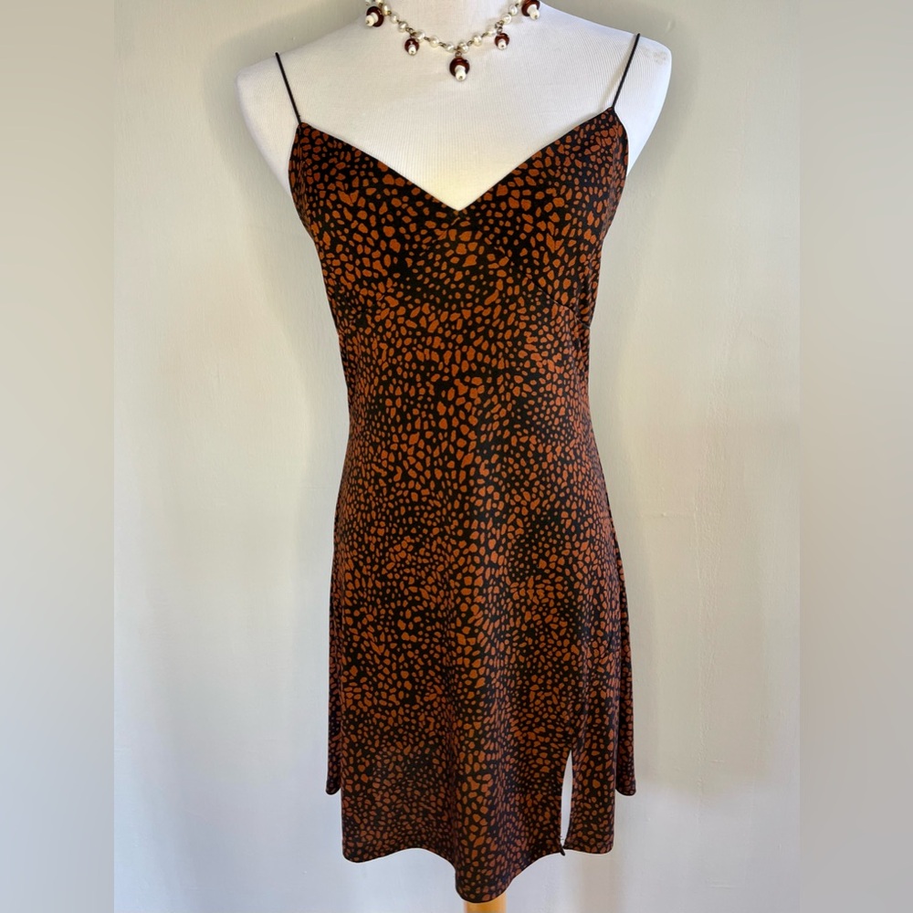 Brown Patterned Women's Mini Dress